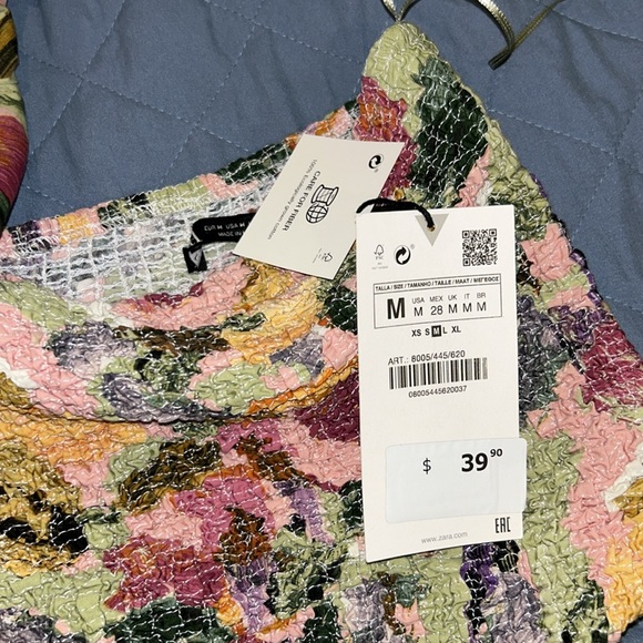 Zara floral one shoulder crop top - Picture 2 of 4